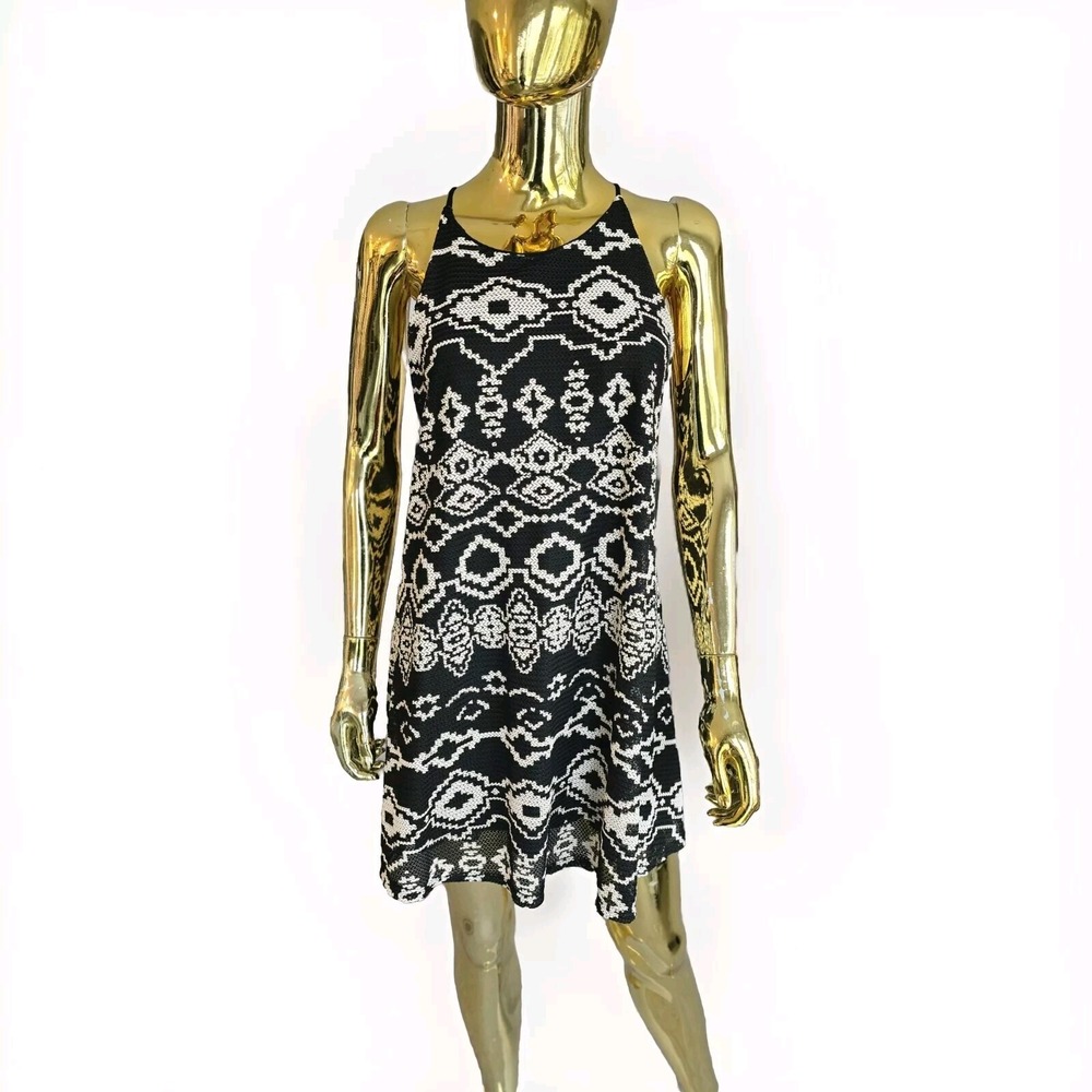 Staring at Stars Dress Size M Black Printed Sheath Above Knee Spaghetti Strap
